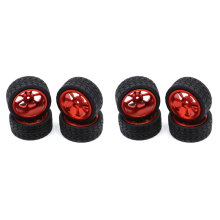2set 65mm Metal Wheel Rim + High Grip Rubber Tires Tyres for 144001 A959 A959-B 124019 124018 RC Car Parts,Red