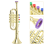 2X Children'S Musical Instruments Stage Performance Props Four-Tone Trumpet (Basic Board) Gold 5