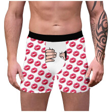 Personalized Men's Boxer Shorts Funny Valentine's Day Design Comfortable Sexy Underwear Custom Size XXL White A14