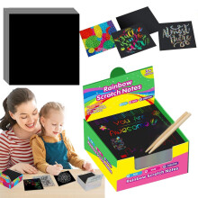 Rainbow Scratch Paper for Kids, Black Drawing Board, Art Craft for Ages 3+, Ideal for Birthday and Holiday Party Games