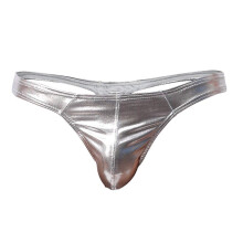 Sexy Triangle Bright Underwear Low Rise Shiny Fashion Men's Boxershorts Silver XL Business Style