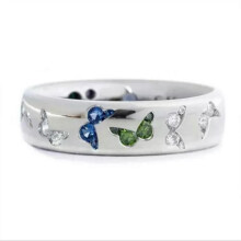 Mädchen Mode Exquisite Zirkon Ring with Butterfly Design in Green Size 10 Glamorous Finger Jewelry