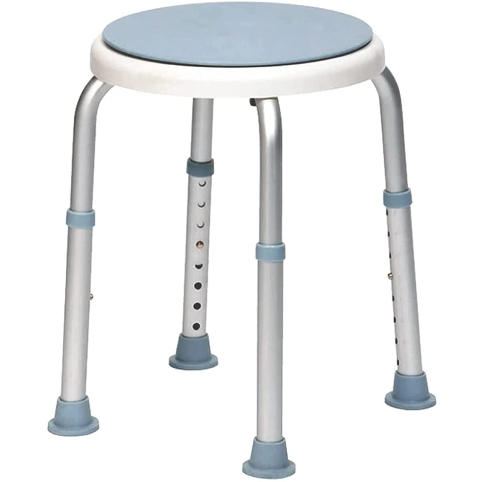 Blue Rotatable Shower Stool With Adjustable Height, Non-Slip Bath Seat For Elderly And Disabled, 33X33x36.5cm