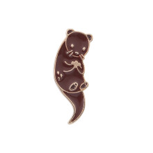 Cartoon Animal Otter Lapel Pin Brooch for Women Kids Cute Otter Badge Jewelry for Backpacks Hats Jackets