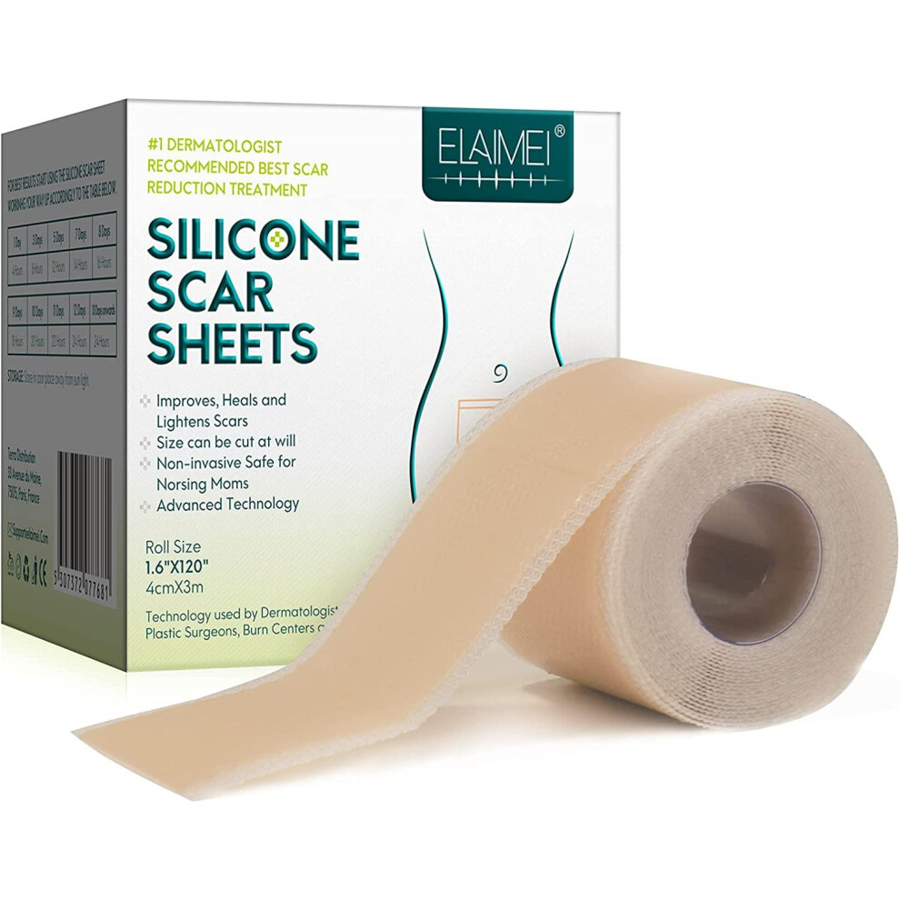 Elaimei Medical Grade Silicone Scar Sheet, Scar Removal Tape For C-Sections, Surgery & Cosmetic Treatment