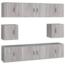 (grey sonoma) vidaXL TV Cabinet Set TV Stand Set Media Unit Cupboard 8 Piece Engineered Wood