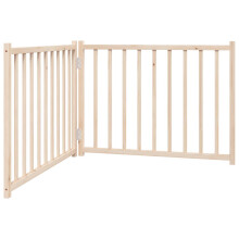 (natural, 80 x 60 x 2 cm/ 2 pcs) vidaXL Dog Gate with Door Foldable Dog Fence Barrier Pet Gate Solid Wood Fir