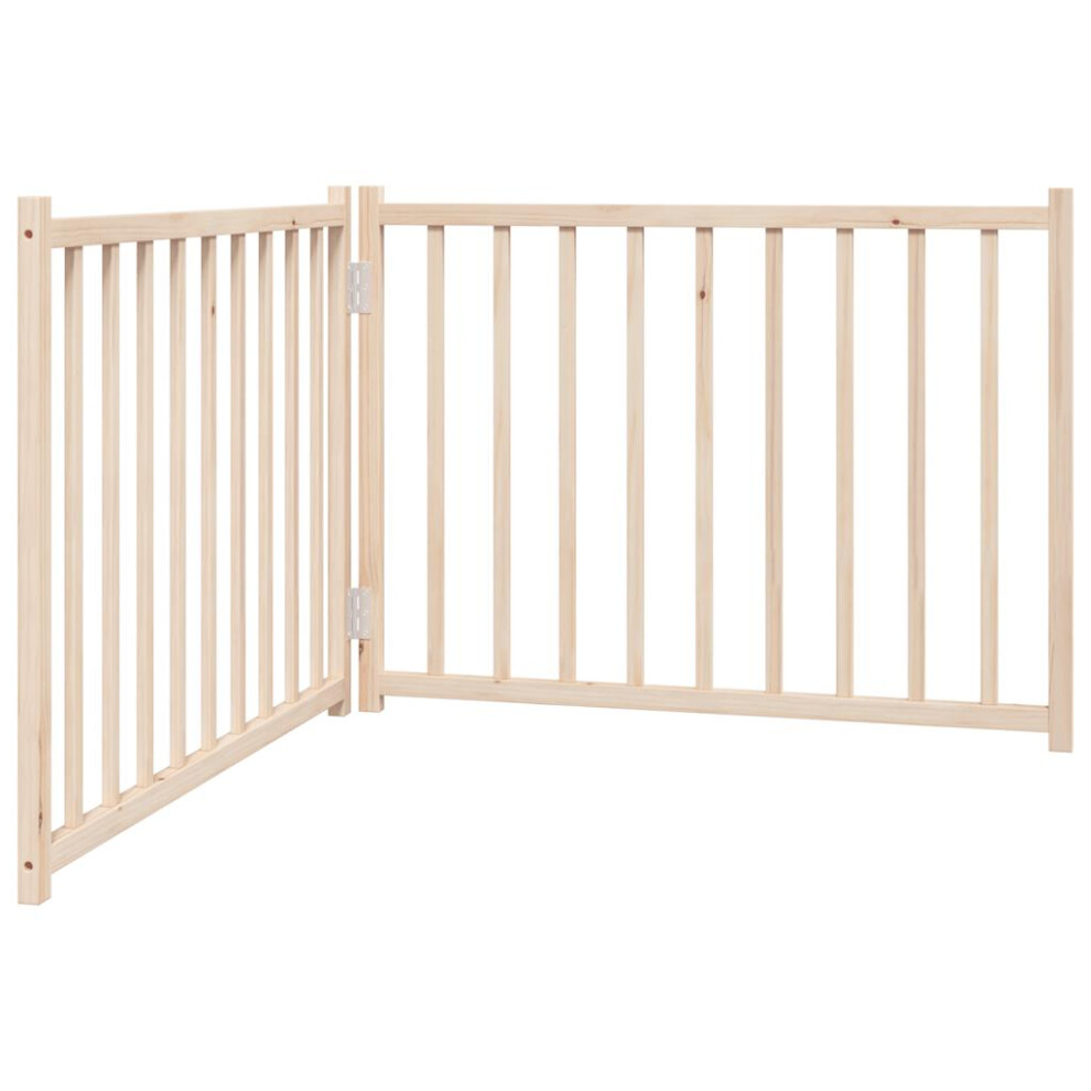 Vidaxl (Natural, 80 X 60 X 2 Cm/ 2 Pcs) Dog Gate With Door Foldable Dog Fence Barrier Pet Gate Solid Wood Fir