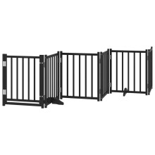(black, 50 x 60 x 2 cm/ 6 pcs) vidaXL Dog Gate with Door Foldable Dog Fence Barrier Pet Gate Solid Wood Fir