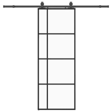(76 x 205 cm (213 cm sliding rail)) vidaXL Sliding Door with Hardware Set Black 76x205 cm ESG Glass interior door