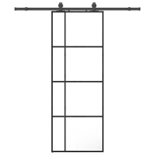 (76 x 205 cm (183 cm sliding rail)) vidaXL Sliding Door with Hardware Set Black 76x205 cm ESG Glass interior door