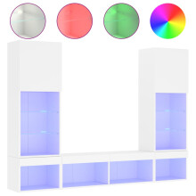 vidaXL TV Wall Units 5 Piece with LED Floating TV Unit White Engineered Wood