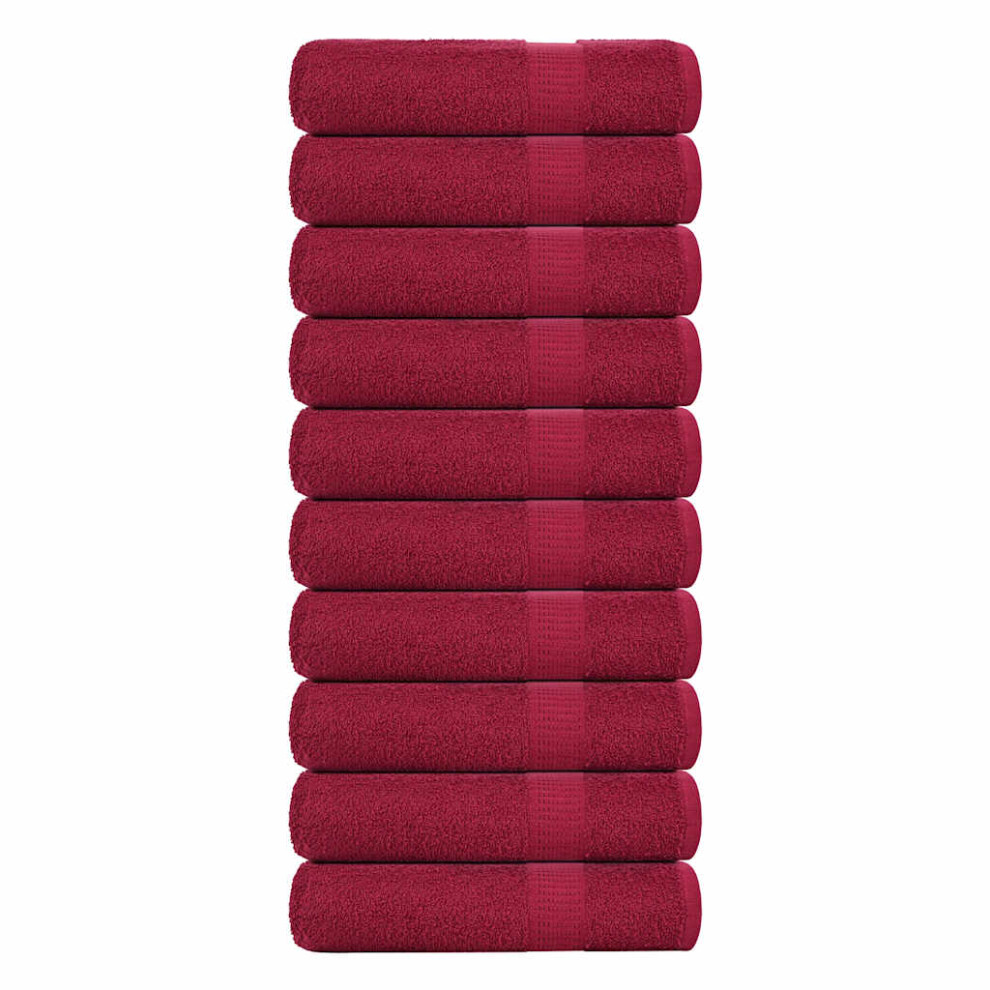Vidaxl (Bordeaux, 70 X 140 Cm/ 10 Pcs) Towels Kitchen Tea Towel Dish Towel Wash Towel 360 Gsm 100% Cotton