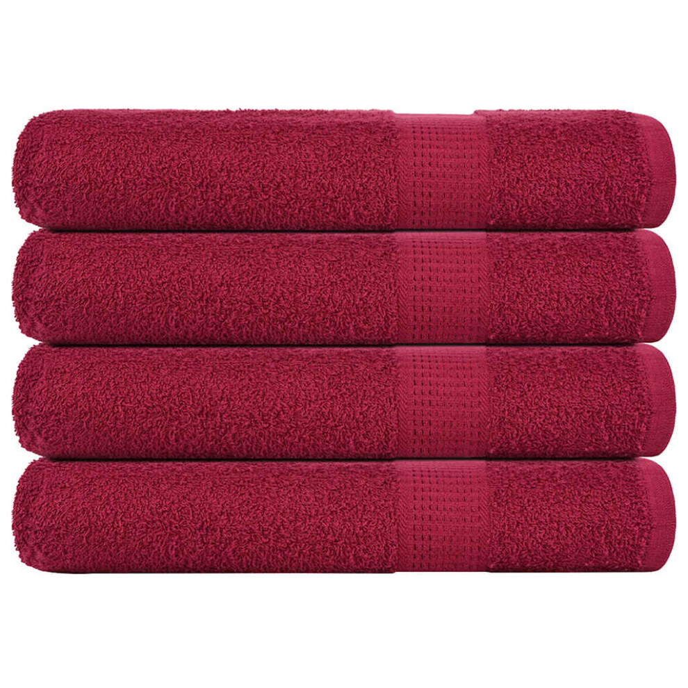 Vidaxl (Bordeaux, 100 X 200 Cm/ 4 Pcs) Towels Kitchen Tea Towel Dish Towel Wash Towel 360 Gsm 100% Cotton