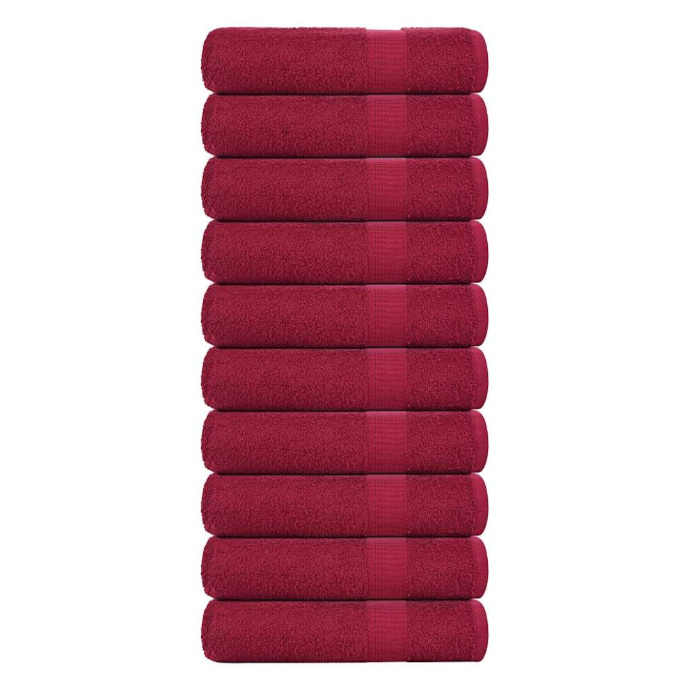Vidaxl (Bordeaux, 50 X 100 Cm/ 10 Pcs) Towels Kitchen Tea Towel Dish Towel Wash Towel 360 Gsm 100% Cotton
