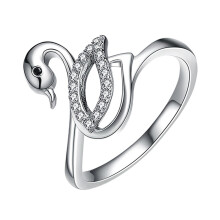 Fashionable Silver Swan Design Ring for Girls, Personalised Stainless Steel, Elegant Daily Wear, No Gemstone