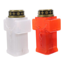 Pack of 2 Cemetery Lights with Flickering Flameless Candles - Garden Grave Memorial Lanterns for Grave Decoration