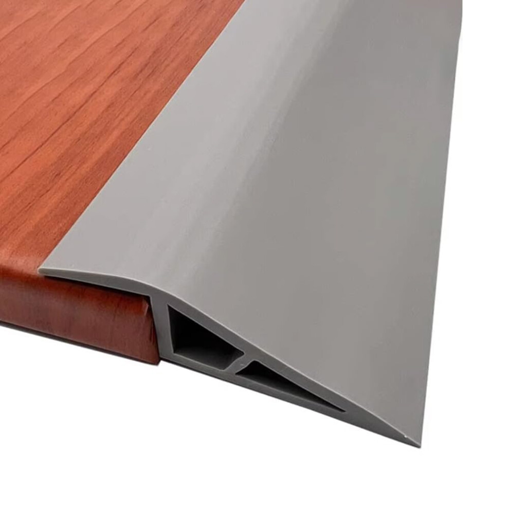 PVC Door Threshold Ramp for Laminate and Carpet, Adjustable Vinyl Height Profiles in Gray, Self-Adhesive Floor Transition Strips