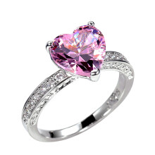 Ringe for Teenager Mädchen, Modischer Liebesherz Zirkonia Diamant-Ring in 9 Pink, Verlobungs- und Ehering