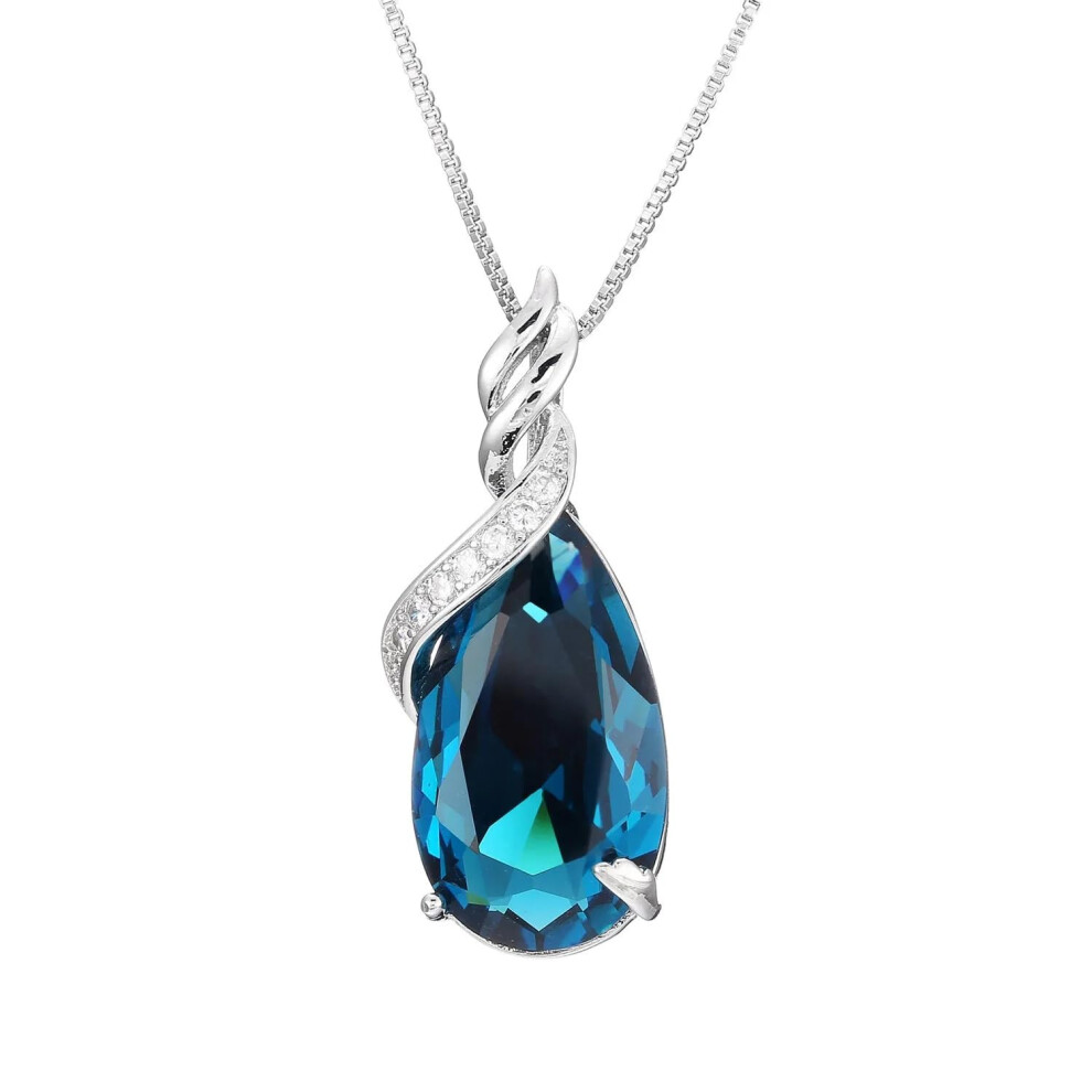 100% Natural Blue Topaz Pendant Necklace 45 cm for Women 925 Sterling Silver Jewelry Made in China-image-OPC-PK2BPP6-NEW