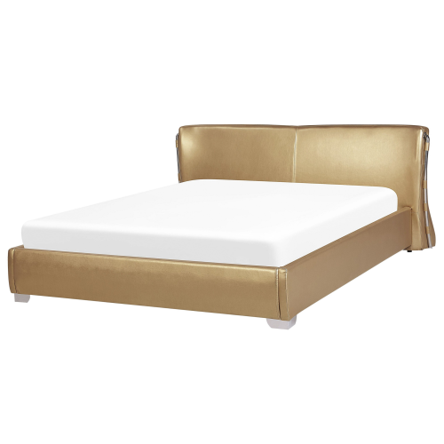 Beliani Bed Leather PARIS 180 x 200 cm (EU Super King) Gold