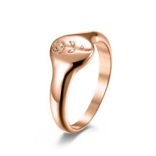 Women's Rose Gold Flower Signet Ring Waterproof Boho Wedding Jewelry for Girls, Size 9