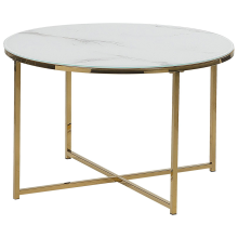 Coffee Table QUINCY Tempered Glass Marble/ Gold