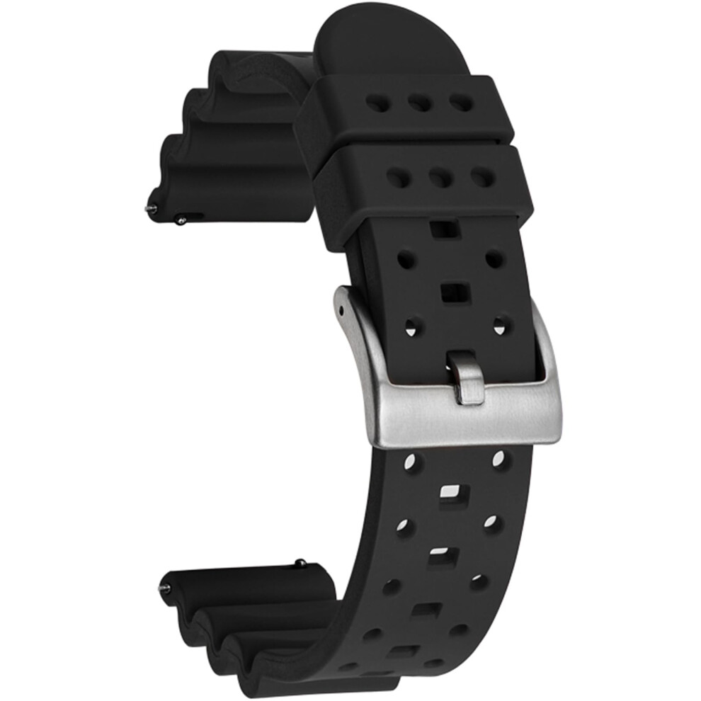 Fluororubber Watch Strap 22Mm, Ventilated Fkm Rubber Replacement Strap, Quick Release Soft Durable Design For Sports Diving Watches 6038364653222