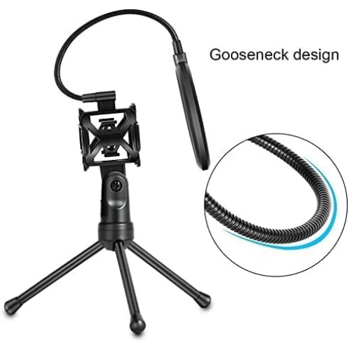 Portable Microphone Shock Absorber Tripod Stand with Filter for Studio and Desktop Use, Adjustable Height, Durable Material 1
