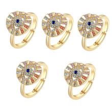 Devil Eye Ring Key Rings Pack of 5 Gold Copper Holiday Costume Party Finger Rings for Women Fashion Jewelry