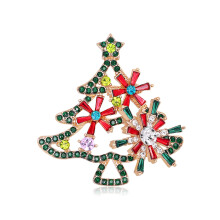 Rotating Tree Brooch with Rhinestones, Christmas Tree Pin for Kids, Holiday Party Gift, Brooch Pin C