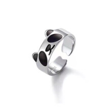 Panda Ring Jewelry for Women and Teen Girls, Adjustable Stackable Finger Ring in Silver, Cute Animal Design