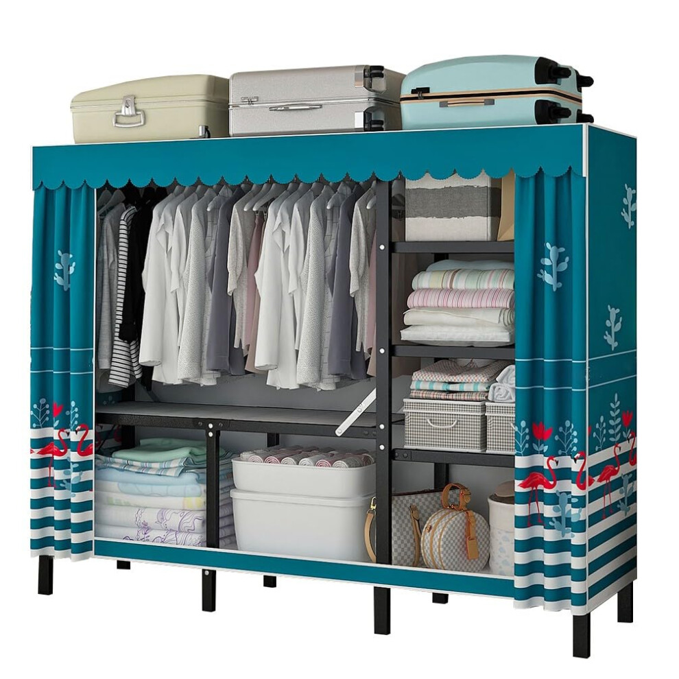 Stoff-Kleiderschrank Tragbarer Kleider-HÃ¤ngeschrank 2 TÃ¼rige Aufbewahrung Organizer fÃ¼r Kleidung in Grau 150x150x45 cm-image-OPC-PK2BVVZ-NEW