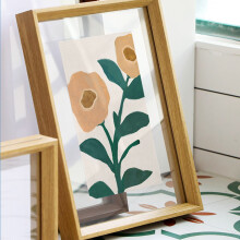 Double-Sided Picture Frame, 18 cm Oak Wood, Double Glass Display Frame for Dried Flowers, Leaf Pressed Art Frame