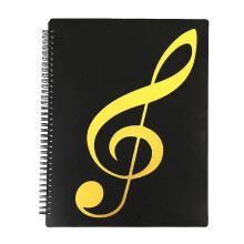 A4 Sheet Music Folder Black, Spiral Bound Note Holder with 60 Pages, Glare-Free Music Storage Organiser