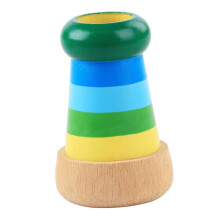 Beechwood Rotating Wooden Toy for Creativity and Interaction in Random Color for Little Kids