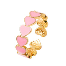 Love Ring Adjustable Heart Shape Opening Ring for Women - Hot Pink Fashion Jewelry Size 6-8 for Girls