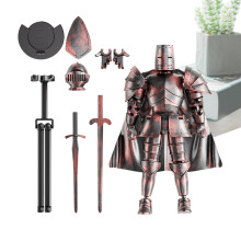 Action Figure Multilingual Model - Medieval Full Body Robot Figurine, Movable Desktop Decor with Removable Base, Red