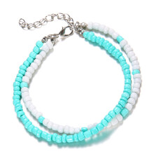 Adjustable Anklet for Women Double Layer Bead Sandal Bracelet in Resin Ideal for Summer Beach Wear for Girls