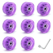 Improved Elastic Roller Skate Wheels 58x32mm 82A Purple for Double Row Skates, 8-Pack