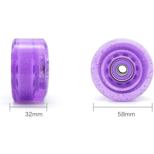 Improved Elastic Roller Skate Wheels 58x32mm 82A Purple for Double Row Skates, 8-Pack 2