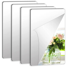 Acrylspiegelblätter 4pcs Flexible Non-Glass Mirror Tiles with 16 Self-Adhesive Stickers for Home Living Room Wall Decoration