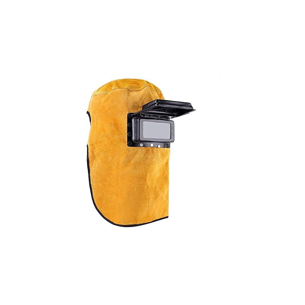 Leather Welding Hood Helmet - Breathable Heat-Resistant Adjustable Protective Gear For All-Day Comfort And Sweat Absorption 6947110519968