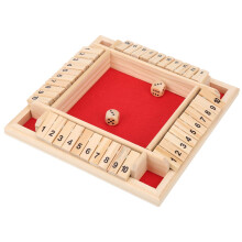 Box Dice Game - Family Wooden Board Game with 4-Sided Design, 10 Numbers, Math Learning for Adults and Kids