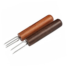 Moxibustion Fork Set of 2, Portable Moxa Tool with Wooden Handle, Durable Moxibustion Extender in Rosewood Finish