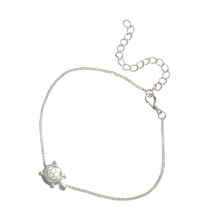 Vintage Anklet with Turtle Pendant, Alloy Foot Chain, Antique Beach Style, Adjustable Silver Leg Bracelet