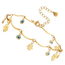 Adjustable Anklet for Women with Evil Eye Pendant and Zirconia, Perfect for Parties and Weddings, Fashionable Jewelry Accessory
