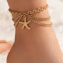 2024 Sommer Multilayer Shell Seestern Bead Strand Anklet Bracelet Fußkette Beach Jewelry for Women