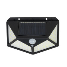 WS10 LED Solar Lamp 100 LEDs 600 Lumen PIR 120 Degree Angle 1800mAh Battery Wall Mount Black
