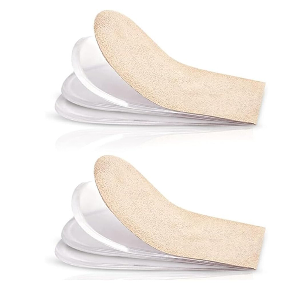 Adjustable Insoles for Height Increase, 3-Layer Gel Heel Raisers for Leg Length Discrepancy and Achilles Tendonitis, Photo Color